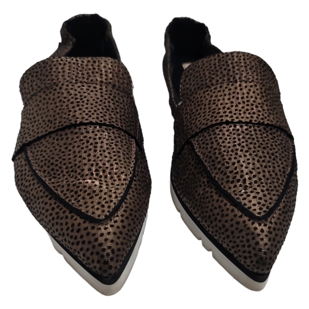 AGL Metallic Pointed toe Leather Loafers - Picture 4 of 9